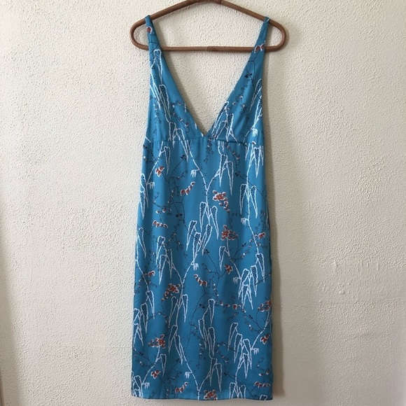 Zara Deep V Silk Patterned Midi Dress XS - Picture 1 of 4